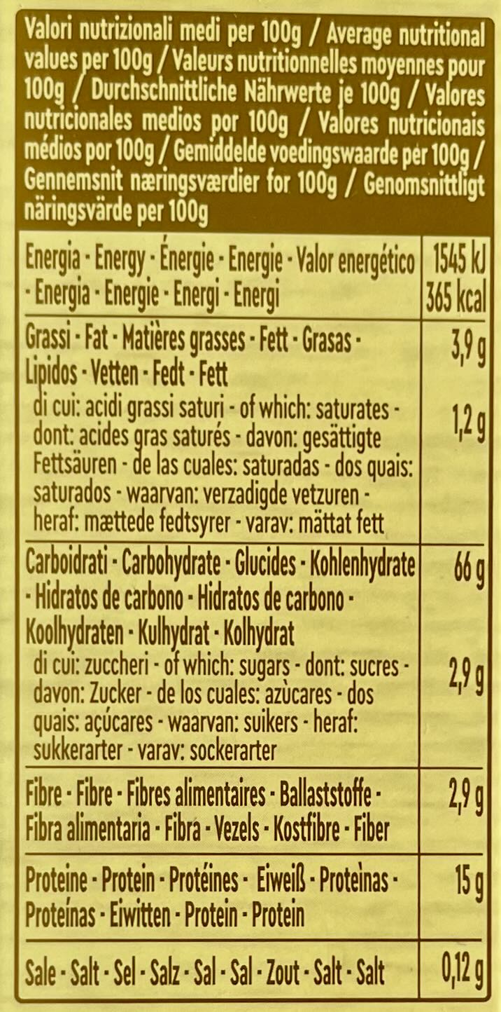 Information on the back of a packet of lasagne
